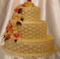 cascading flowers wedding cake